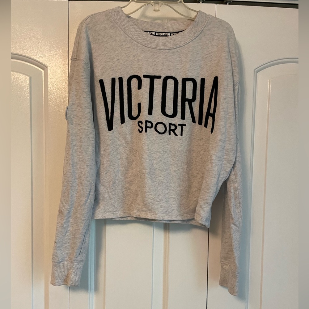 Victoria’s Secret cropped sweatshirt.